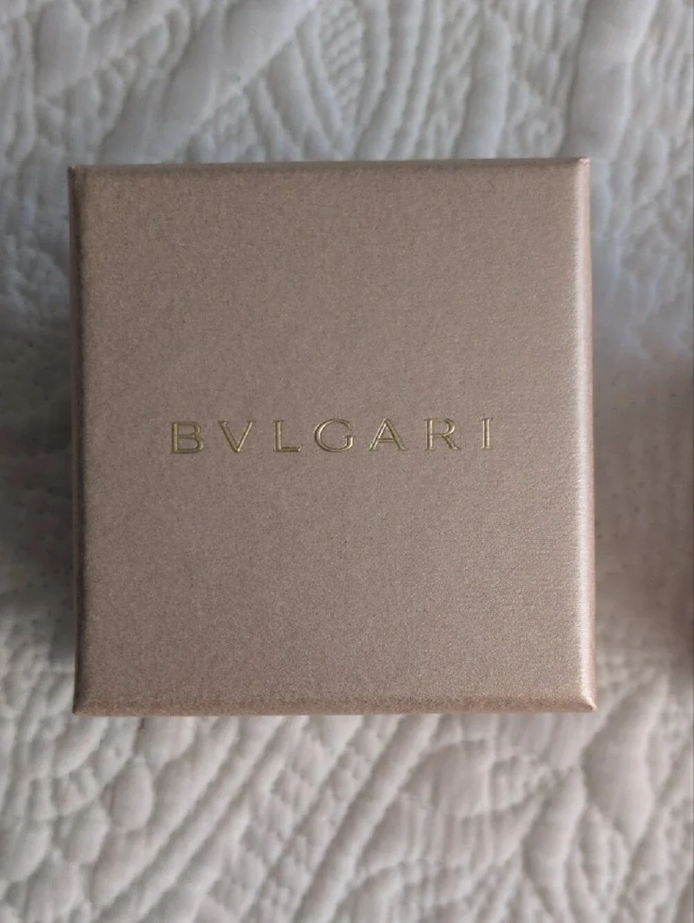 Bulgari Jewelry Gift Box with warm gold interior